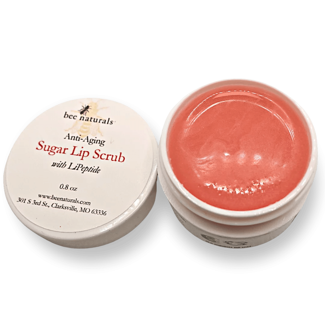 Anti - Aging Sugar Lip Scrub – Hydrating Lip Exfoliator with LiPeptide, Apricot Oil, Sunflower Wax, and Beeswax for Soft, Youthful, and Radiant Lips - Bee Naturals