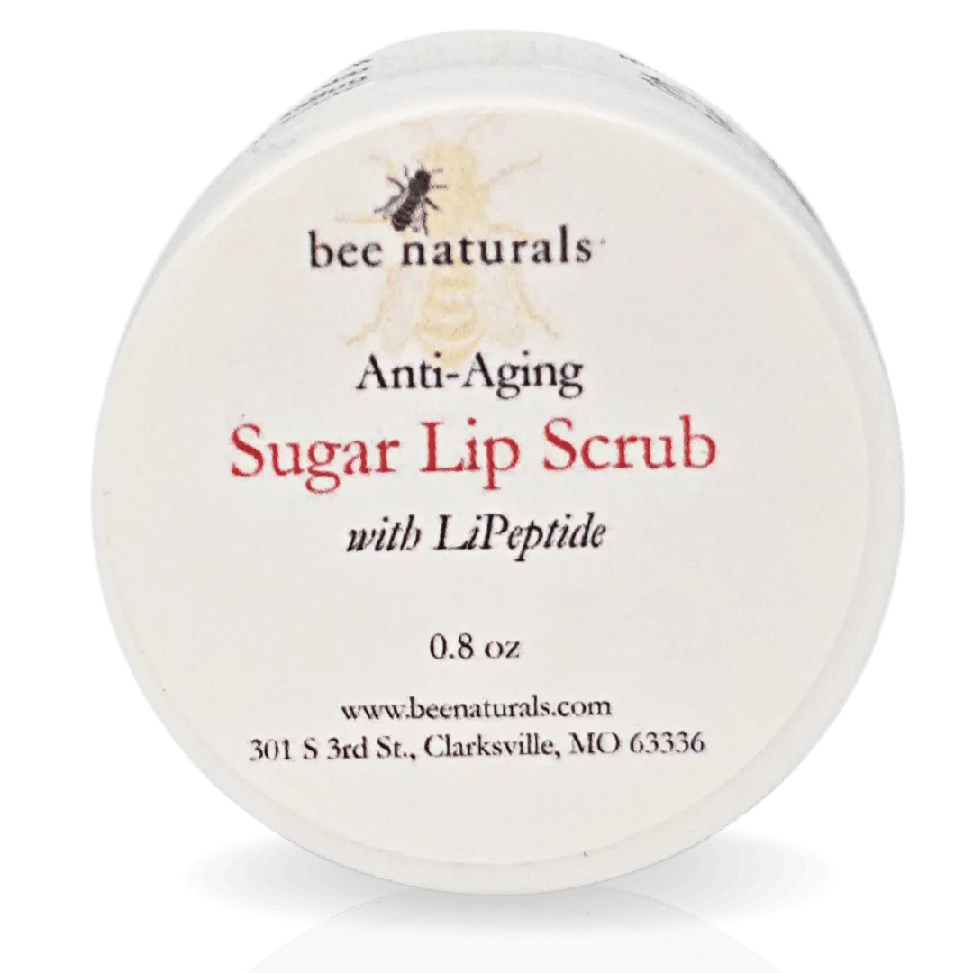 Anti - Aging Sugar Lip Scrub – Hydrating Lip Exfoliator with LiPeptide, Apricot Oil, Sunflower Wax, and Beeswax for Soft, Youthful, and Radiant Lips - Bee Naturals