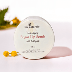 Anti - Aging Sugar Lip Scrub – Hydrating Lip Exfoliator with LiPeptide, Apricot Oil, Sunflower Wax, and Beeswax for Soft, Youthful, and Radiant Lips - Bee Naturals