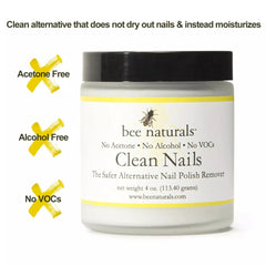 Clean Nails Non - Toxic Nail Polish Remover – VOC - Free, Acetone - Free Cream Formula for Safe & Gentle Polish Removal, 4 oz - Bee Naturals