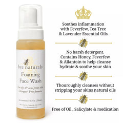 Foaming Face Wash Best for Oily Skin – Gentle, Oil - Free Cleanser with Tea Tree, Lavender & Feverfew Extract for Soothing, Hydrating, & Acne - Prone Skin - Bee Naturals