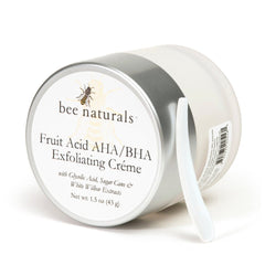 Fruit Acid AHA/BHA Exfoliating Crème – Luxurious Anti - Aging & Blemish Control with Glycolic Acid, Malic Acid & Shea Butter, 1 oz - Bee Naturals