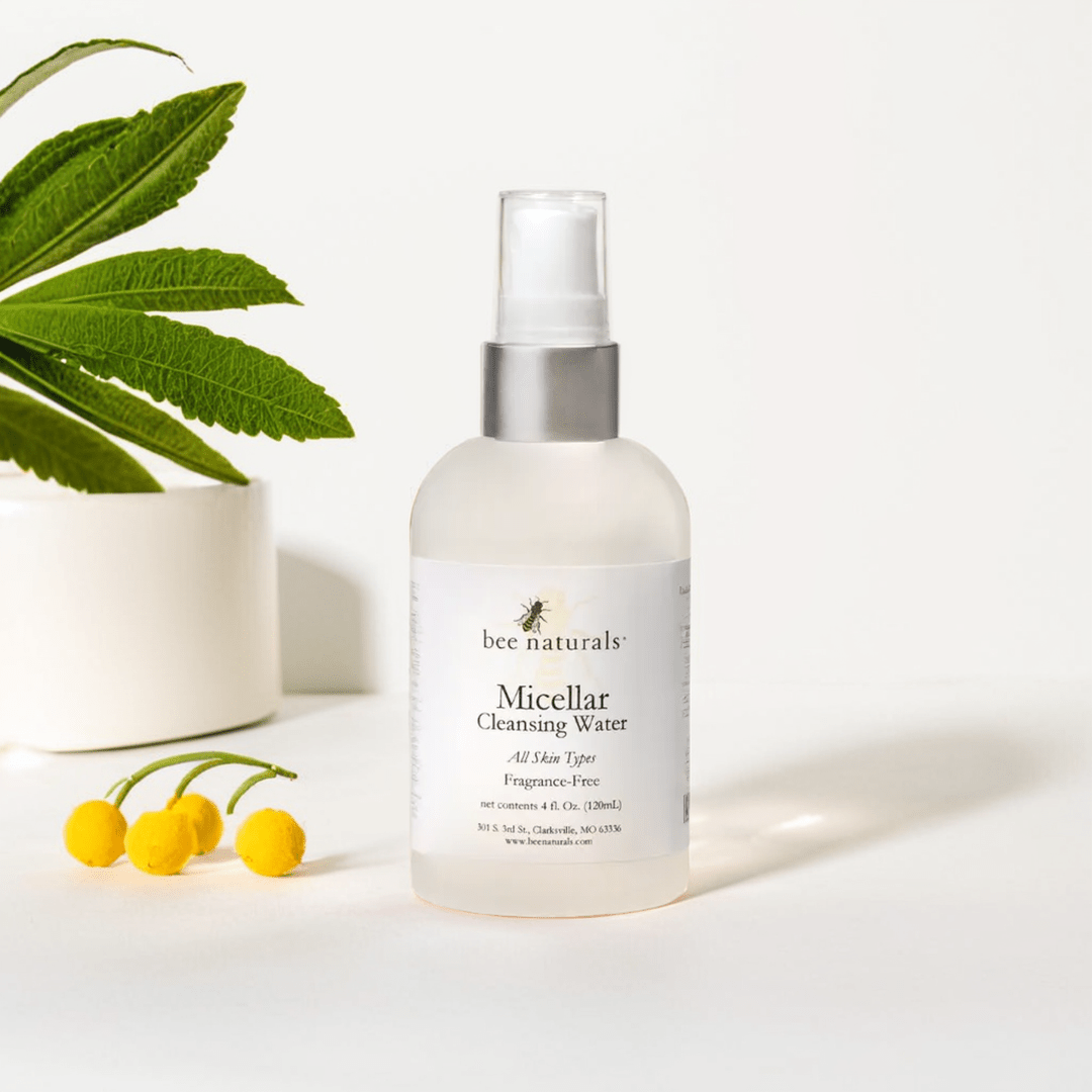 Micellar Cleansing Water – Hydrating, Non - Drying Cleanser with Licorice Root & Feverfew for Sensitive & Dry Skin, 4 fl oz - Bee Naturals