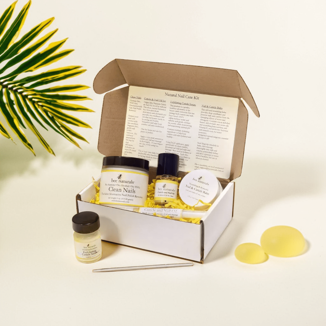Natural Nail Care Kit - Natural & Non - Toxic Nail and Cuticle Care Set with Vitamin E - Softens & Protects - Ideal Gift for Repairing Cuticles and Nails - Bee Naturals