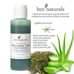 Rejuvenating Gel Cleanser with Fruit Acids | pH - Balanced, Non - Foaming & Fragrance - Free | 4 fl oz - Bee Naturals