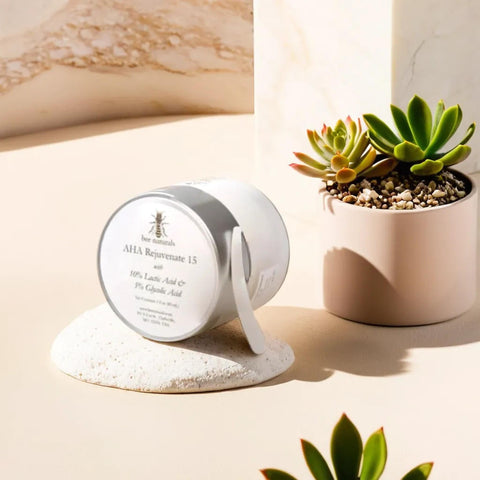 AHA Rejuvenate 15 – Anti - Aging Moisturizer with 10% Lactic Acid, 5% Glycolic Acid, Aloe Vera, Jojoba Seed Oil, and Shea Butter for Smoother, Radiant Skin - Bee Naturals