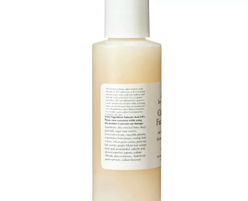 Anti - Aging Clarifying Facial Wash with AHA & BHA – Gentle Exfoliating Cleanser with Glycolic Acid, Salicylic Acid, and Lactic Acid for Smooth, Radiant, and Clear Skin - Bee Naturals