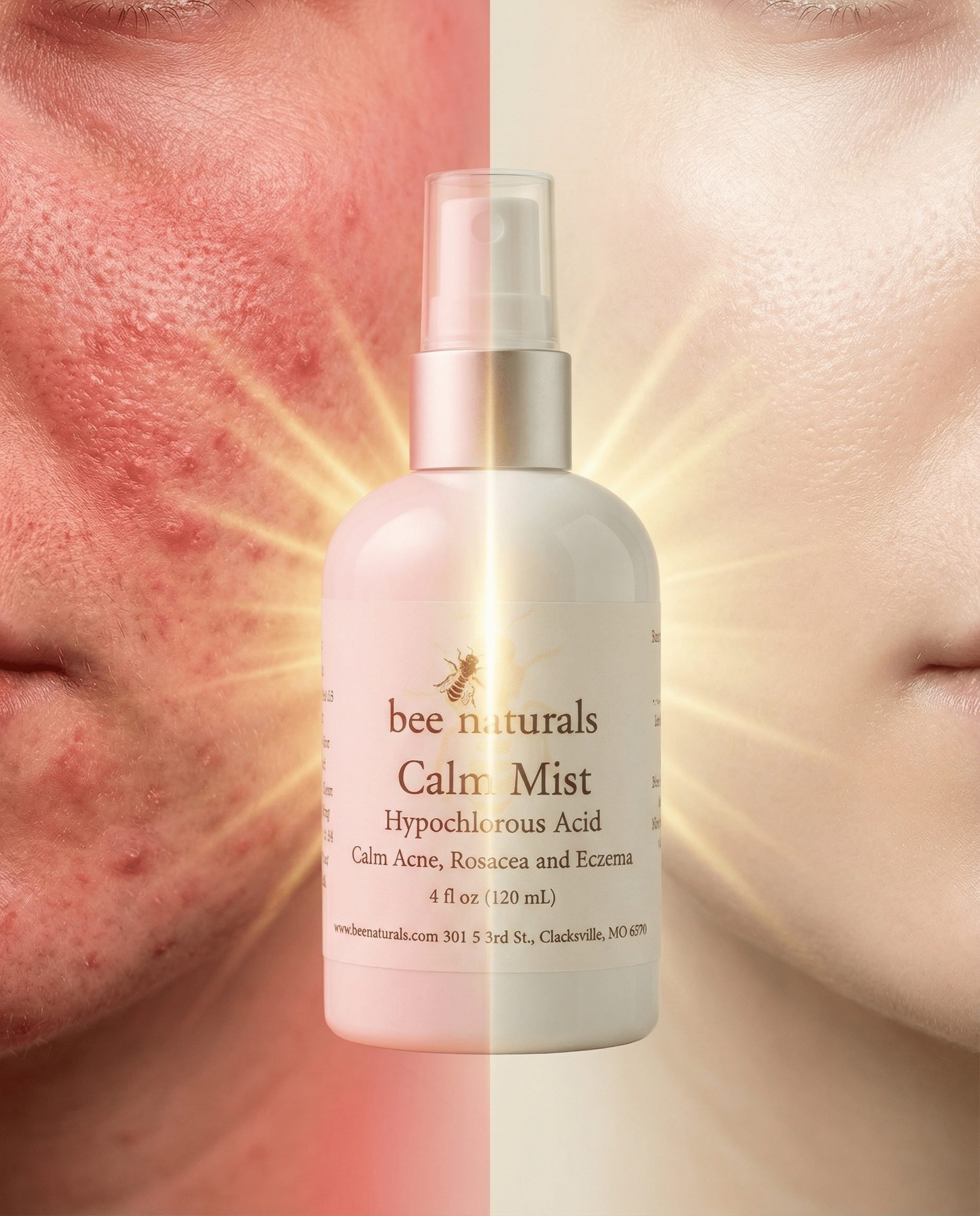 Calm Mist - Hypochlorous Acid Spray for Face | Calms Acne, Rosacea & Eczema | Sensitive Skin Facial Toner Mist | Fragrance - Free, Dermatologist Tested | 4 fl oz