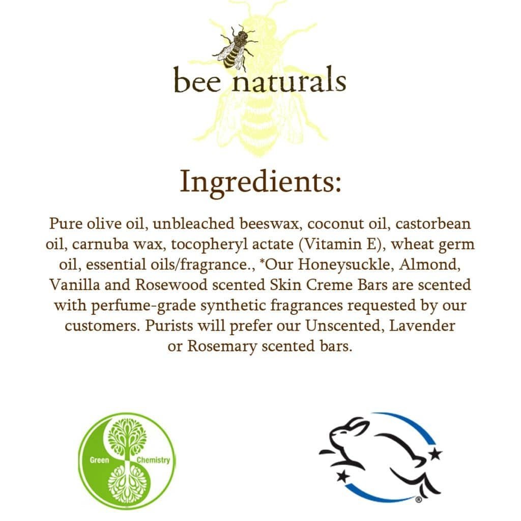 Bee Naturals Skin Crème Bar – Portable Solid Moisturizer with Coconut Oil, Beeswax & Vitamin E | 2 oz | Long - Lasting Hydration for Dry Skin - Bee Naturals