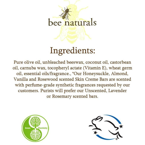 Bee Naturals Skin Crème Bar – Portable Solid Moisturizer with Coconut Oil, Beeswax & Vitamin E | 2 oz | Long - Lasting Hydration for Dry Skin - Bee Naturals