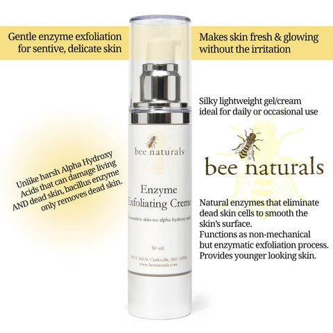 Brightening Enzyme Exfoliating Crème – Gentle Bacillus Ferment Formula for All Skin Types, Smooths & Brightens Complexion with Vitamin E - Bee Naturals