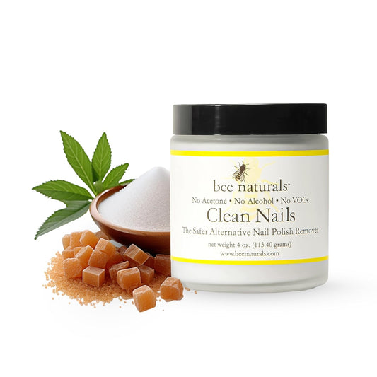 Clean Nails Non - Toxic Nail Polish Remover – VOC - Free, Acetone - Free Cream Formula for Safe & Gentle Polish Removal, 4 oz - Bee Naturals