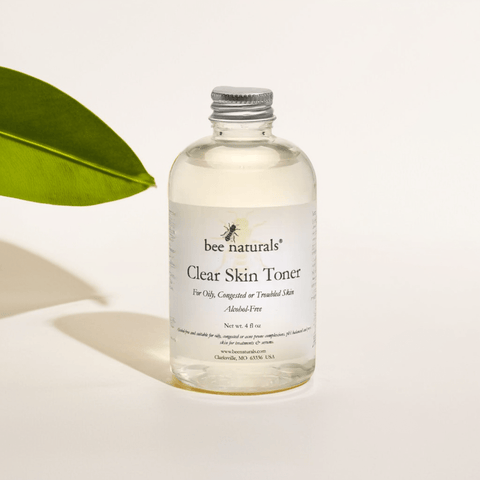 Clear Skin Toner – Alcohol - Free Toner with Natural Glycolic & Salicylic Acids, Tea Tree Oil & Rose Distillate for Oily, Acne - Prone Skin - Bee Naturals