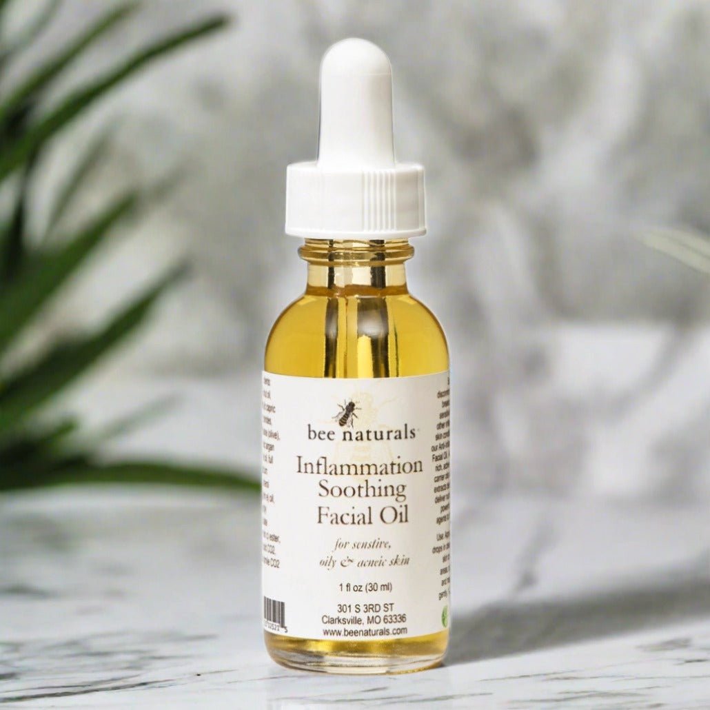 Inflammation - Soothing Facial Oil – Anti - Inflammatory Blend with Calendula, Chamomile CO2, and Argan Oil for Sensitive & Acne - Prone Skin, 1 fl oz - Bee Naturals