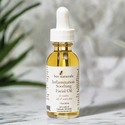 Inflammation - Soothing Facial Oil – Anti - Inflammatory Blend with Calendula, Chamomile CO2, and Argan Oil for Sensitive & Acne - Prone Skin, 1 fl oz - Bee Naturals