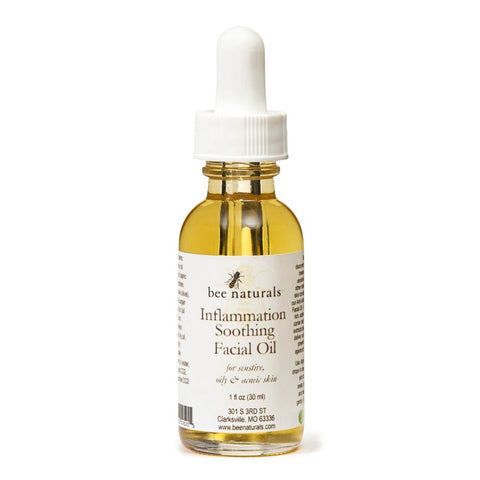 Inflammation - Soothing Facial Oil – Anti - Inflammatory Blend with Calendula, Chamomile CO2, and Argan Oil for Sensitive & Acne - Prone Skin, 1 fl oz - Bee Naturals