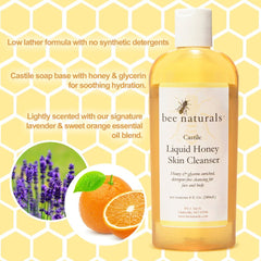 Liquid Honey Skin Cleanser – Gentle Castile Soap with Honey, Deep Hydration & Antioxidants for Radiant Skin, Suitable for All Skin Types, 16 fl oz - Bee Naturals