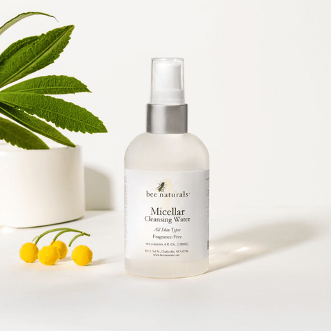Micellar Cleansing Water – Hydrating, Non - Drying Cleanser with Licorice Root & Feverfew for Sensitive & Dry Skin, 4 fl oz - Bee Naturals