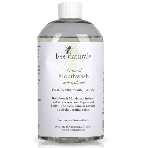 Natural Alcohol - Free Mouthwash – Gentle, Refreshing Mouth Rinse with Xylitol, Chlorophyll, Spearmint Oil, and Myrrh, 16 fl oz - Bee Naturals