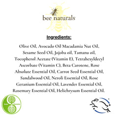 Queen Bee Facial Serum - Antioxidant - Rich with Organic Tamanu Oil, Beta Carotene & Rose Absolute, Anti - Aging & Hydrating for Dry, Damaged Skin - Vitamin C & E, Pure Essential Oils, 1 fl oz - Bee Naturals