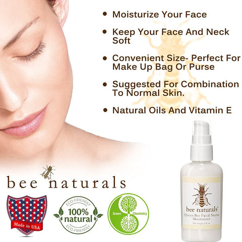 Queen Bee Moisturizing Facial Nectar – Natural Hydration & Protection for Face and Neck, Anti - Aging Formula, Radiant Glow, Suitable for All Skin Types - Bee Naturals