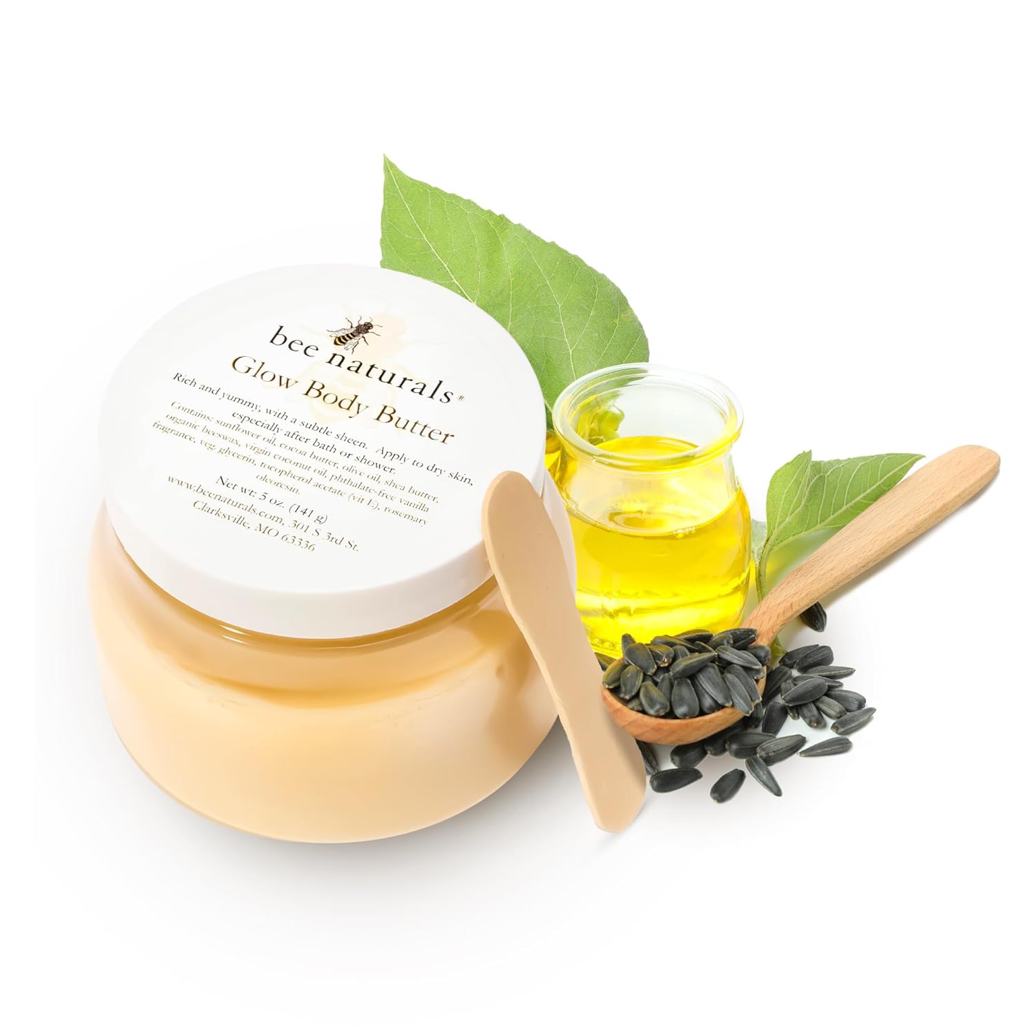 Radiant Glow Body Butter - 5 oz - Luxurious Moisturizer with Shea, Sunflower Oil & Vitamin E - Deep Hydration for Soft Skin - Vanilla Scent - Unisex - Cruelty - Free, Made in USA - Bee Naturals