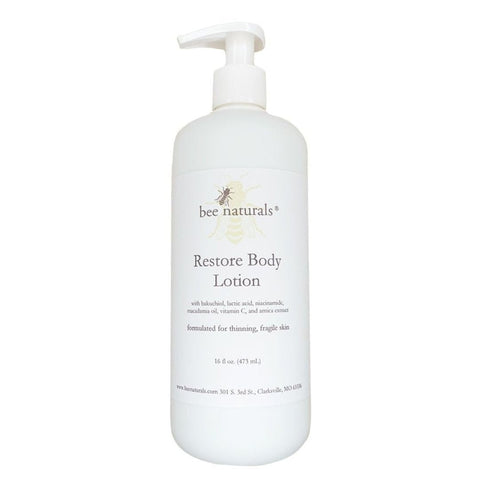 Restore Body Lotion – Hydrating & Anti - Aging Solution for Fragile, Mature Skin | Bakuchiol, Lactic Acid, Niacinamide & Hyaluronic Acid | 16 fl oz - Bee Naturals
