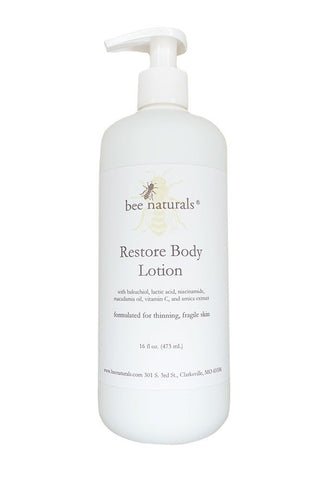 Restore Body Lotion – Hydrating & Anti - Aging Solution for Fragile, Mature Skin | Bakuchiol, Lactic Acid, Niacinamide & Hyaluronic Acid | 16 fl oz - Bee Naturals