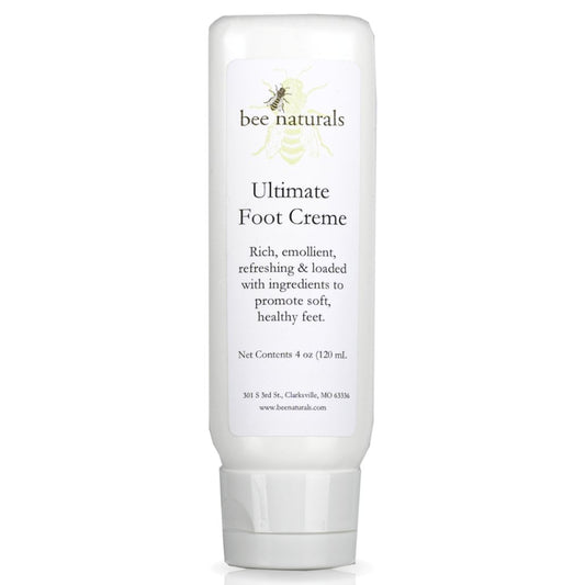 Ultimate Foot Crème - Intensive Hydration for Dry, Cracked Feet | Soothing with Cocoa Butter, Tea Tree, & Peppermint Oils | Anti - Fungal & Healing | 4 oz - Bee Naturals