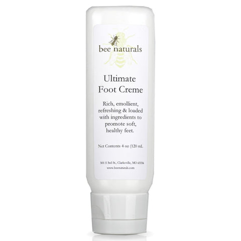 Ultimate Foot Crème - Intensive Hydration for Dry, Cracked Feet | Soothing with Cocoa Butter, Tea Tree, & Peppermint Oils | Anti - Fungal & Healing | 4 oz - Bee Naturals