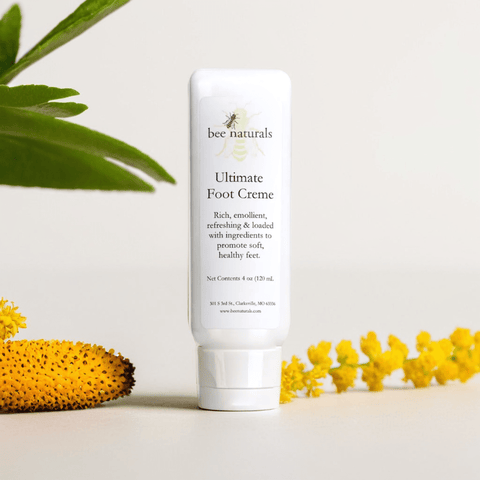 Ultimate Foot Crème - Intensive Hydration for Dry, Cracked Feet | Soothing with Cocoa Butter, Tea Tree, & Peppermint Oils | Anti - Fungal & Healing | 4 oz - Bee Naturals