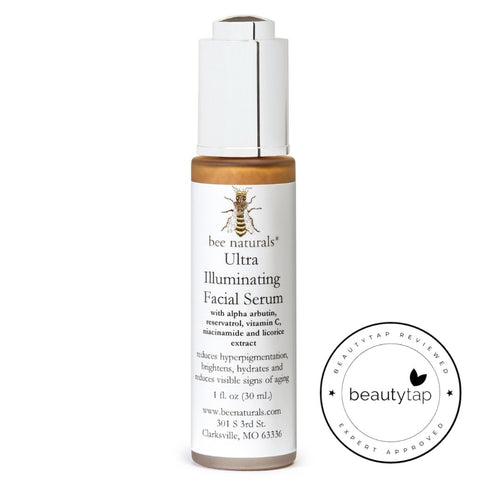 Ultra Illuminating Facial Serum - Hydrating & Brightening with Hyaluronic Acid, Vitamin C, & Niacinamide | Antioxidant Protection & Radiance Boost | 1 fl oz - Bee Naturals