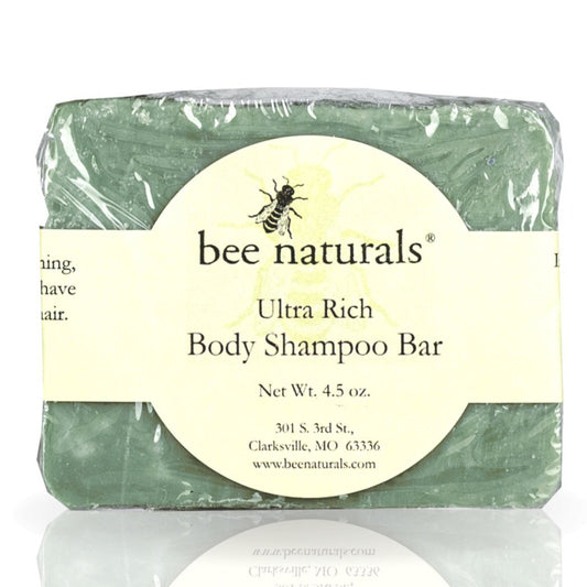 Ultra - Rich Body Shampoo Bar (Green) - Hydrating All - in - One Soap | Natural Oils, Antioxidants & Earthy Fragrance | 4.5 oz - Bee Naturals